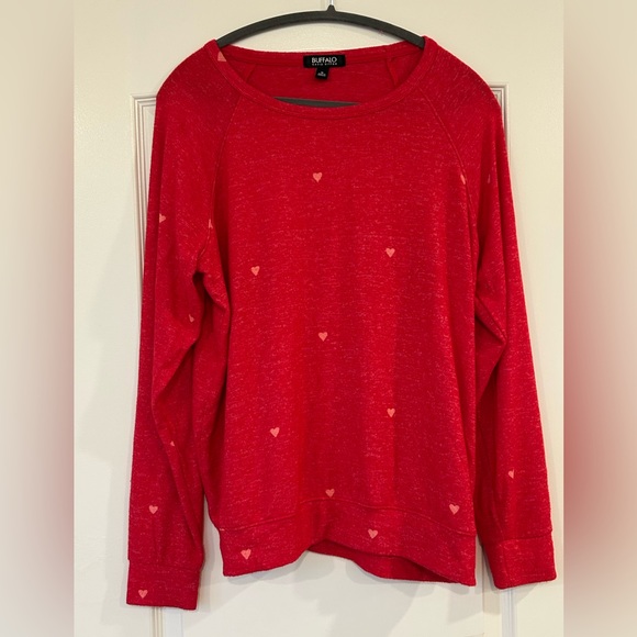 EUC David Bitton Buffalo Red Hearts Sweater - Picture 4 of 8